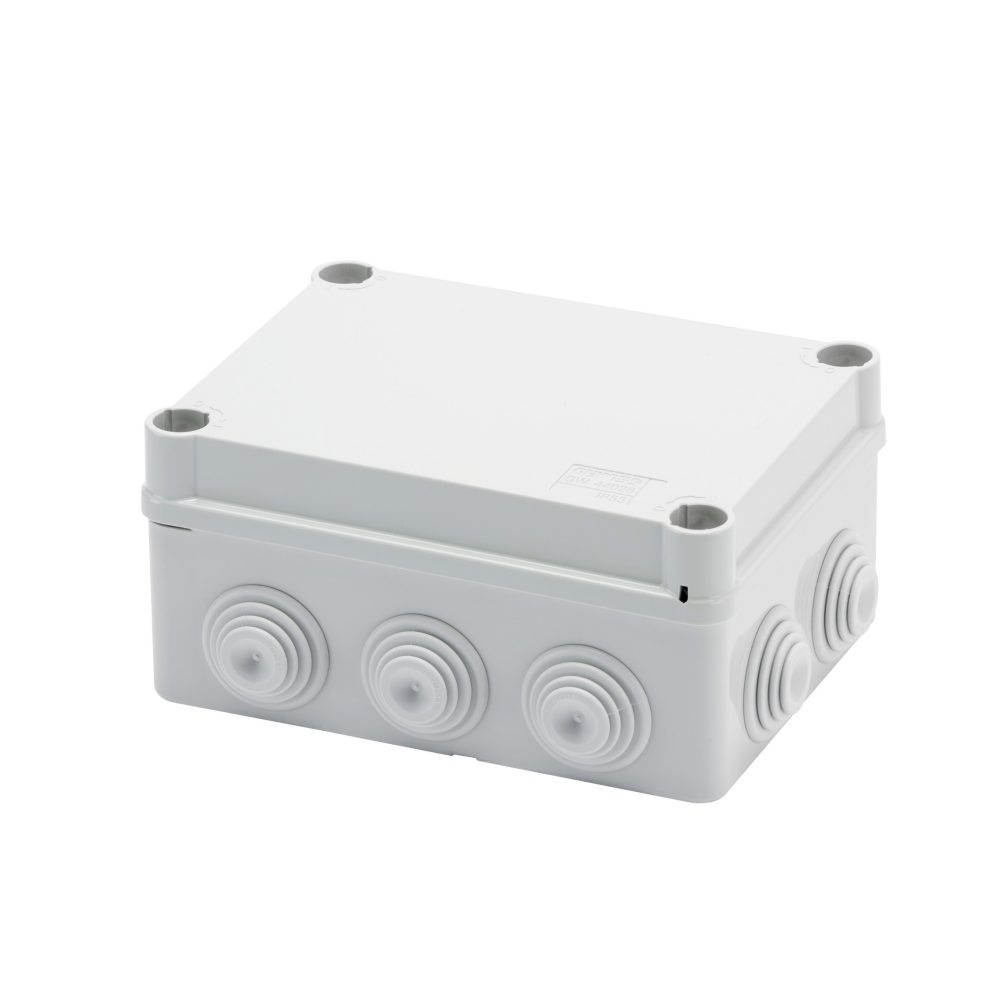  cassetta di derivazione con coperchio basso e viti a 1/4 di giro - ip55 -dimensioni interne 150x110x70 - pareti con passacavi - grigio ral 7035