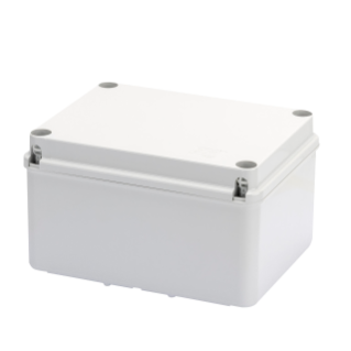 ABZWEIGKÄSTEN MIT HOHEM  FASSUNGSVERMÖGEN UND FLACHER SCHRAUBBARER DECKEL - IP56 - INNEN-ABMESSUNGEN 300X220X170 - GLATTEN WÄNDEN - GRAU RAL 7035