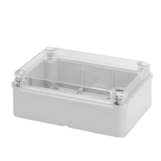 ABZWEIGKÄSTEN  UND FÜR ELEKTRISCHE UND ELEKTRONISCHE GERÄTE - FLACHER TRASPARENTER DECKEL - IP56 - INNEN-ABMESSUNGEN 380X300X120 - GLATTEN WÄNDEN