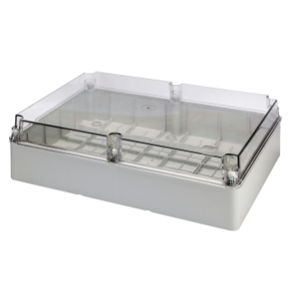 ABZWEIGKÄSTEN  UND FÜR ELEKTRISCHE UND ELEKTRONISCHE GERÄTE - FLACHER TRASPARENTER DECKEL - IP56 - INNEN-ABMESSUNGEN 460X380X120 - GLATTEN WÄNDEN