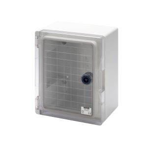 WATERTIGHT BOARD WITH TRANSPARENT DOOR FITTED WITH LOCK - GWPLAST 120 - 236X316X135 - IP55 - GREY RAL 7035