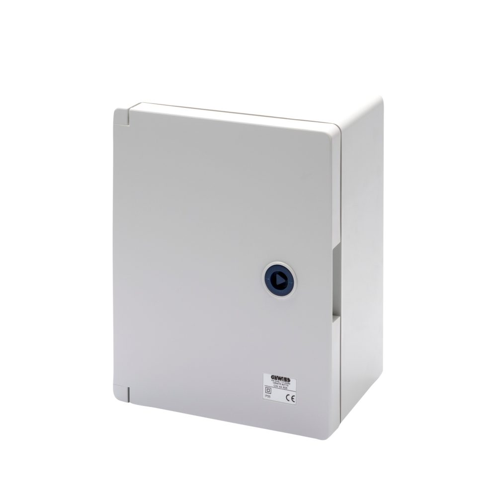  coffret étanche gw plast 120 à porte pleine avec serrure - 236x316x135 - ip55 - gris ral 7035
