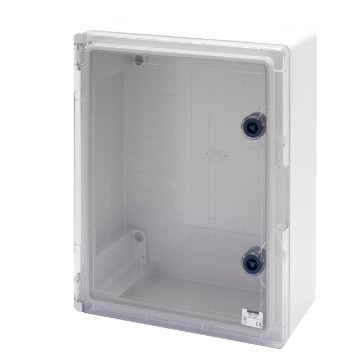 Wassergeschützte Gehäuse mit transparenter Tür und Schloss - Grau RAL 7035
