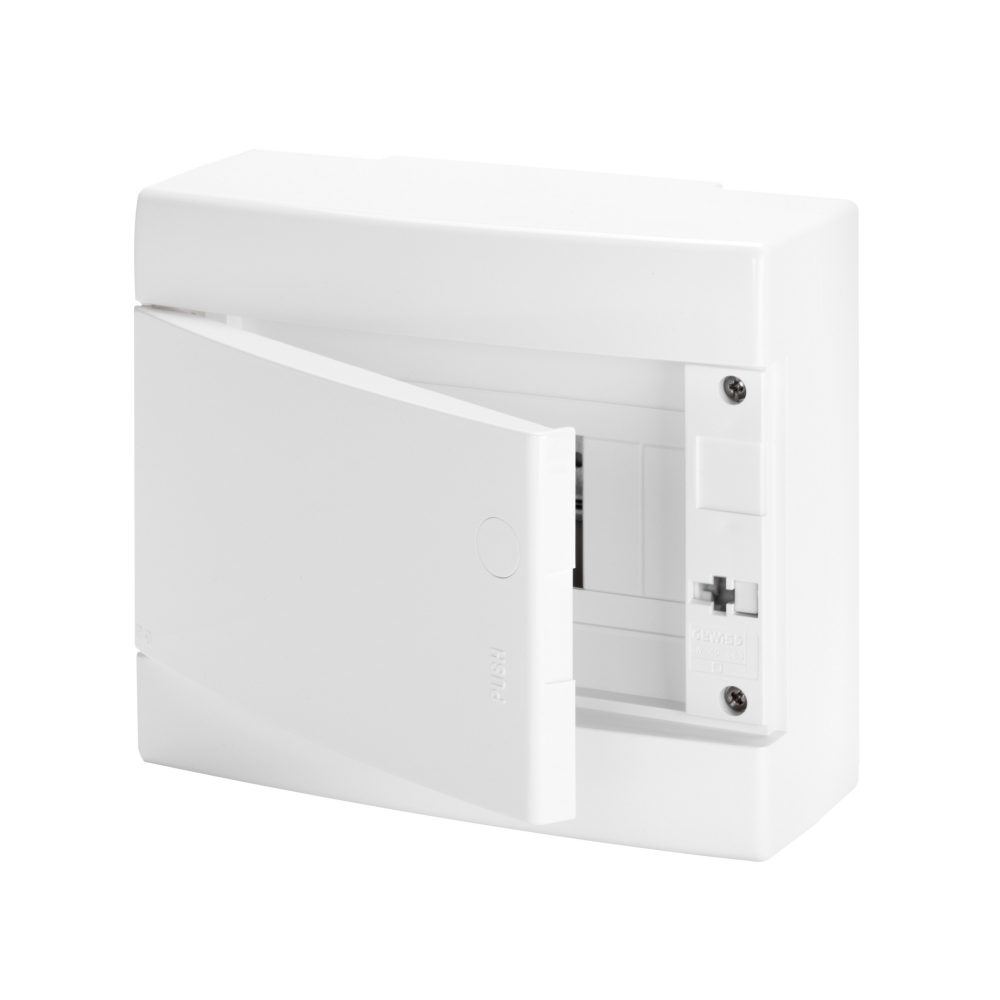  kunststof opbouwkast met din rail en klemmenblokken - met dichte deur - wanden glad - 12 module - ip40 - wit bxhxd 280x250x100
