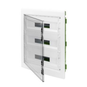 TABLOU DE DISTRIBUȚIE - PERETE VERDE - PENTRU PEREȚI MOBILI ȘI DIN GIPS-CARTON - CU PANOU CU FEREASTRĂ FUMURIE ȘI CADRU EXTRACTIBIL - 54 (18X3) MODULE IP40