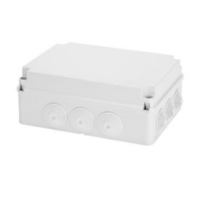 JUNCTION BOX WITH PLAIN SCREWED LID - IP55 - INTERNAL DIMENSIONS 300X220X120 - WALLS WITH CABLE GLANDS - GREY RAL 7035