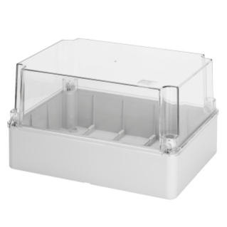 ABZWEIGKÄSTEN  UND FÜR ELEKTRISCHE UND ELEKTRONISCHE GERÄTE - HOHER TRASPARENTER DECKEL - IP56 - INNEN-ABMESSUNGEN 300X220X180 - GLATTEN WÄNDEN