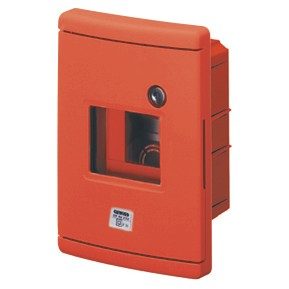  watertight flush-mounting enclosure for emercengy - 4 modules - guida en50022 - red ral 3000