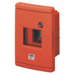 WATERTIGHT FLUSH-MOUNTING ENCLOSURE FOR EMERCENGY - 4 MODULES - GUIDA EN50022 - RED RAL 3000
