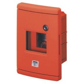 COFFRET ÉTANCHE À ENCASTRER POUR URGENCE - 4 MODULES - GUIDA EN50022 - ROUGE RAL 3000