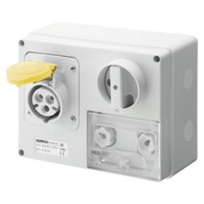 PRESA FISSA INTERBLOCCATA ORIZZONTALE - CON FONDO - CON BASE PORTAFUSIBILI - 3P+T 16A 100-130V - 50/60HZ 4H CBF - IP44