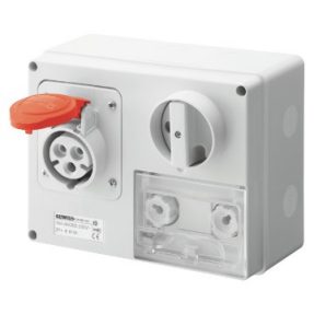 PRESA FISSA INTERBLOCCATA ORIZZONTALE - CON FONDO - CON BASE PORTAFUSIBILI - 2P+T 16A 380-415V - 50/60HZ 9H CBF - IP44