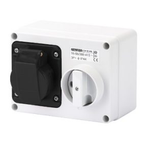 PRESA FISSA INTERBLOCCATA ORIZZONTALE - CON FONDO - SENZA BASE PORTAFUSIBILI - 3P+N+T 32A 480-500V - 50/60HZ 7H - IP44