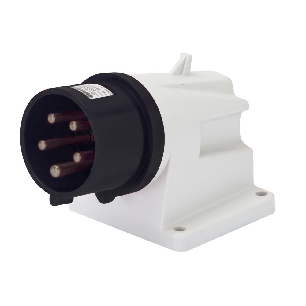  90° angled surface mounting inlet - ip44 - 3p+n+e 32a 480-500v 50/60hz - black - 7h - screw wiring