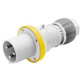 FICHE MOBILE DROITE HP - IP44/IP54 - 3P+T - 63A - 100-130V 50/60HZ - JAUNE - 4H - BORNE À CAGE