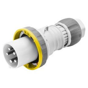 SPINA MOBILE DIRITTA HP - IP66/IP67/IP68/IP69 - 3P+T 125A 100-130V 50/60HZ - GIALLO - 4H - CABLAGGIO A MANTELLO