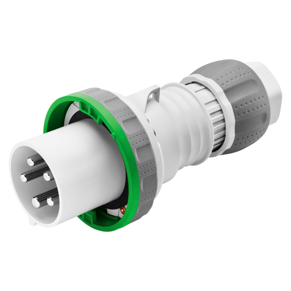  spina mobile diritta hp - ip66/ip67/ip68/ip69 - 2p+t 63a >50v 100-300hz - verde - 10h - cablaggio a mantello