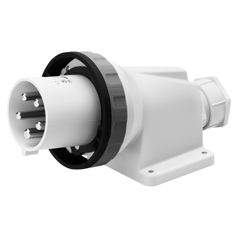  spina fissa da parete a 90° - ip67 - 3p+n+t 125a 480-500v 50/60hz - nero - 7h - cablaggio a mantello