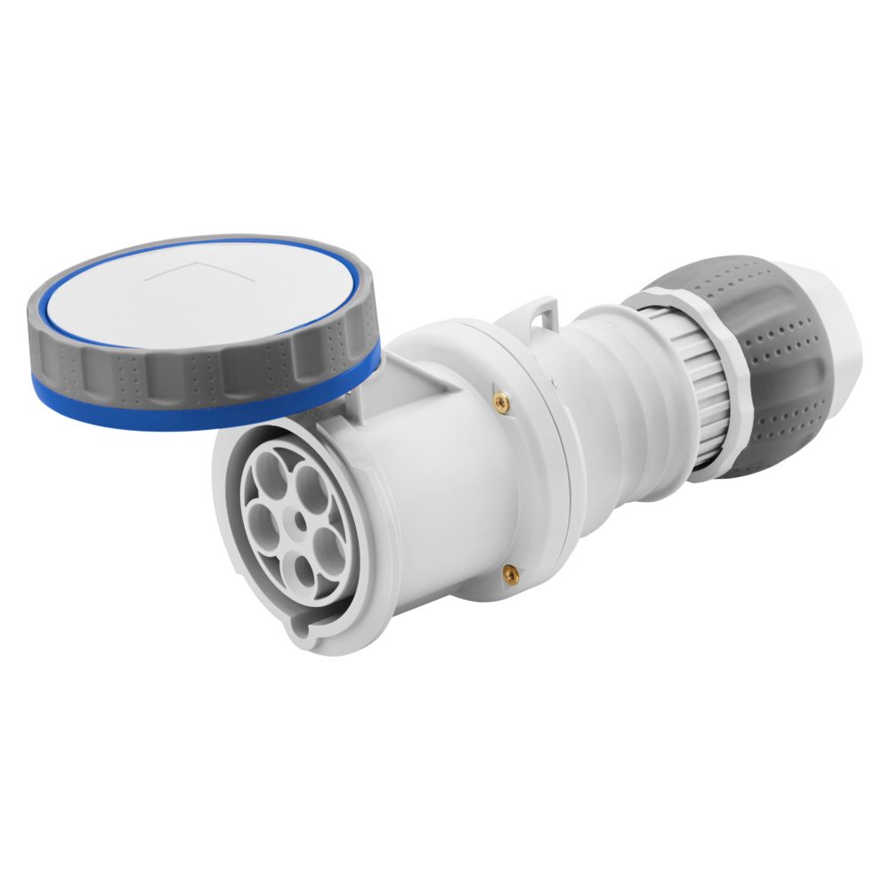  straight connector hp - ip66/ip67/ip68/ip69 - 3p+e 125a 200-250v 50/60hz - blue - 9h - mantle terminal