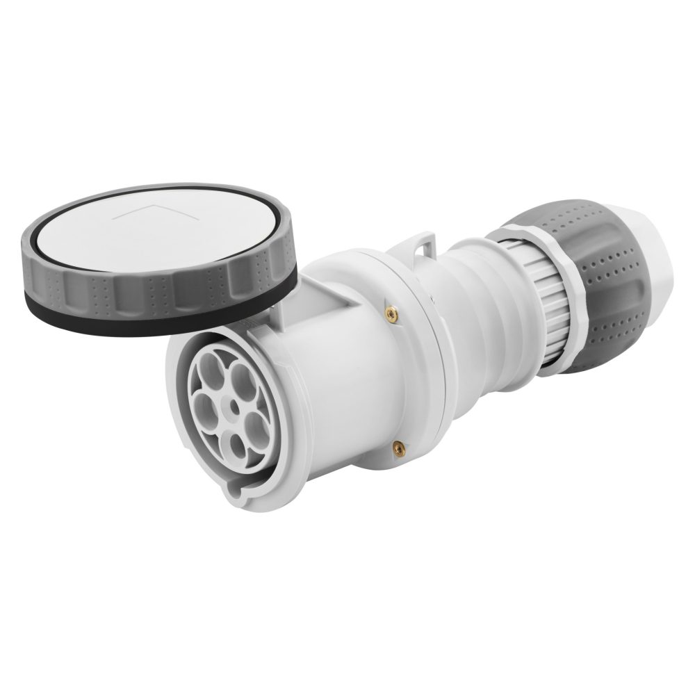  přímá spojka hp – ip66/ip67/ip68/ip69 – 3p+n+e 63 a 480-500 v 50/60 hz – černá – 7h – plášťová svorka