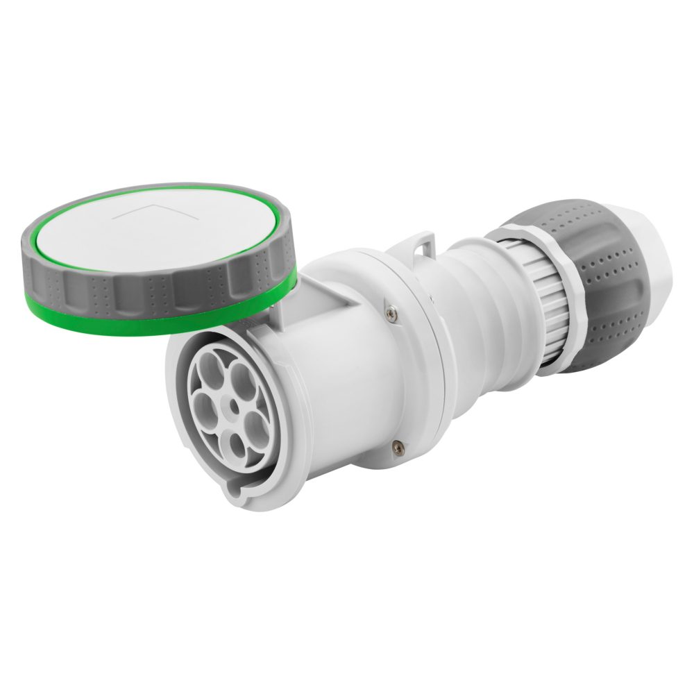  presa mobile diritta hp - ip66/ip67/ip68/ip69 - 3p+t 63a >50v 100-300hz - verde - 10h - cablaggio a mantello