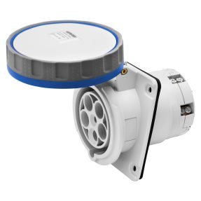 10° angled flush-mounting socket-outlet hp - ip66/ip67 - 2p+e 63a 200-250v 50/60hz - blue - 6h - pilot contact - mantle terminal