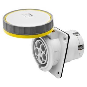 PRESA FISSA DA INCASSO A 10° HP - IP66/IP67 - 2P+T 63A 100-130V 50/60HZ - GIALLO - 4H - CABLAGGIO A MANTELLO