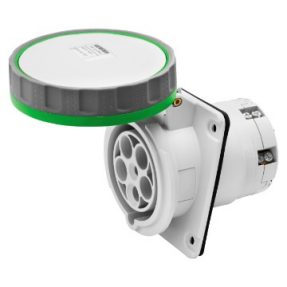 PRESA FISSA DA INCASSO A 10° HP - IP66/IP67 - 2P+T 63A >50V >300-500HZ - VERDE - 2H - CABLAGGIO A MANTELLO