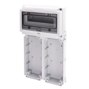 modulbasen mit fensterplatte für schienen din 2 steckdosen 16/32a