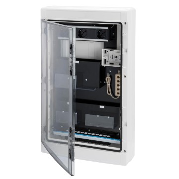 Centralino CENTRO STELLA da parete con porta trasparente per cablaggio strutturato - Bianco RAL 9016 Centralino CENTRO STELLA da parete con porta trasparente per cablaggio strutturato - Bianco RAL 9016