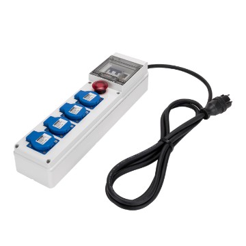 Coffret de prise Q-DIN 5 pour les chantiers BTP avec câble et fiche NF - Monophasé 16 A - IP44 Coffret de prise Q-DIN 5 pour les chantiers BTP avec câble et fiche NF - Monophasé 16 A - IP44