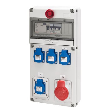Coffrets de prises Q-DIN 10 pour les chantier BTP - Triphasé+neutre 40 A - IP44 Coffrets de prises Q-DIN 10 pour les chantier BTP - Triphasé+neutre 40 A - IP44