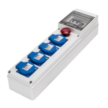 Coffret de prise Q-DIN 5 pour les chantiers BTP alimentation directe - Monophasé 16 A - IP44 Coffret de prise Q-DIN 5 pour les chantiers BTP alimentation directe - Monophasé 16 A - IP44