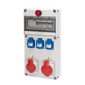 Coffrets de prises Q-DIN 10 pour les chantier BTP - Triphasé+neutre 63 A - IP44 Coffrets de prises Q-DIN 10 pour les chantier BTP - Triphasé+neutre 63 A - IP44