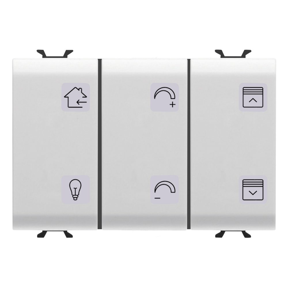  push-button panel with interchangeable symbols - with switch actuator - knx - 6+1 channels - 3 modules - satin white - chorusmart