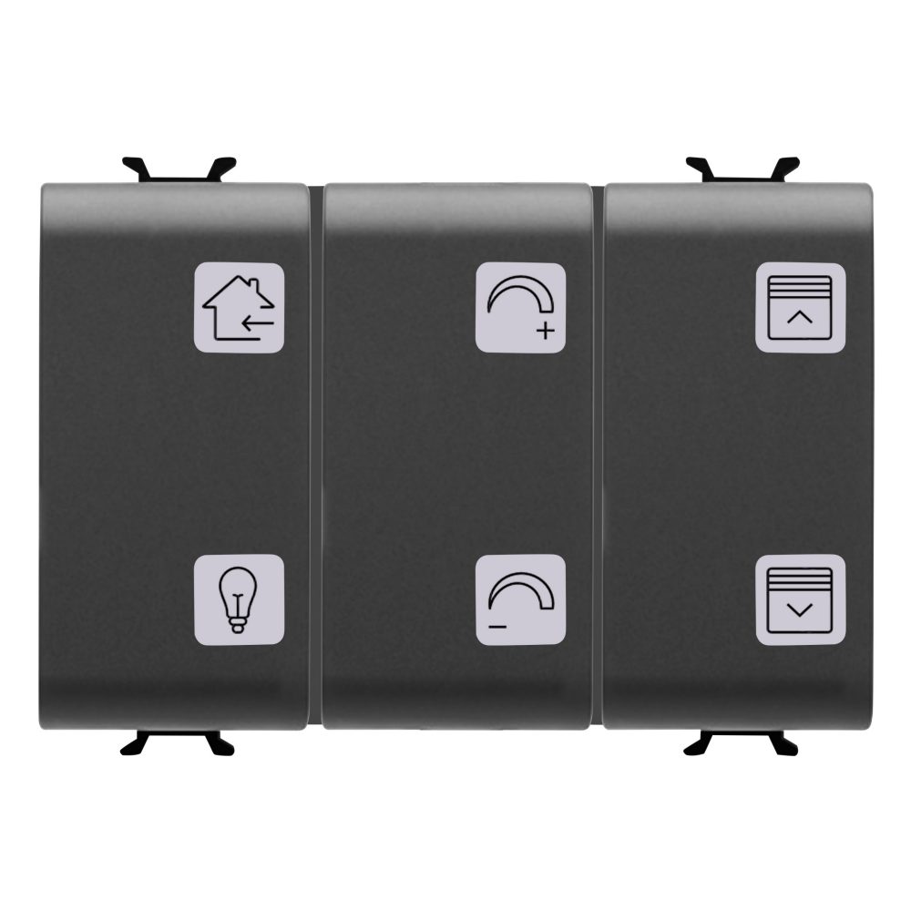  drukknoppaneel met uitwisselbare symbolen - met schakelaaraandrijving - knx - 6+1 kanalen - 3 module - zwart - chorusmart