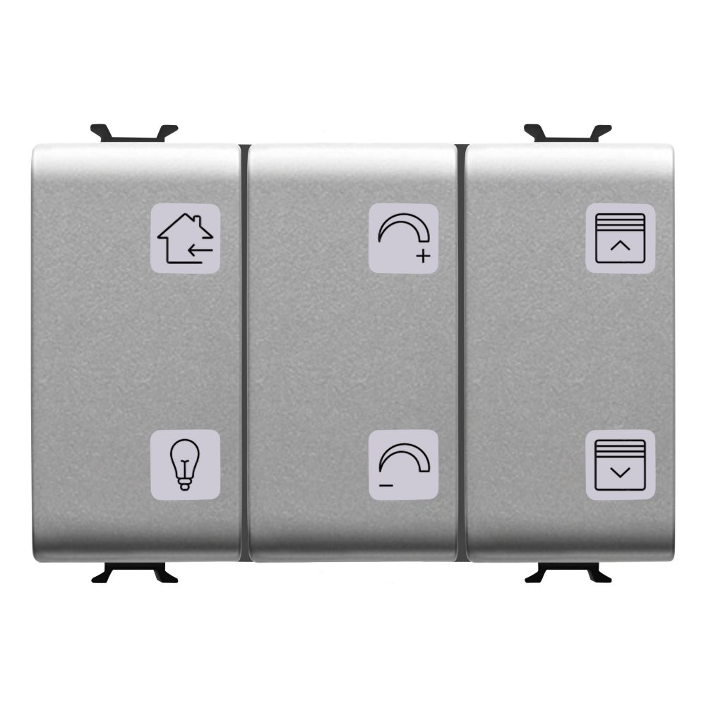  pulsantiera con simboli intercambiabili - con attuatore tapparelle - knx - 6+1 canali - 3 moduli - titanio - chorusmart