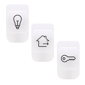 Lenses with illuminating symbols for axial button keys