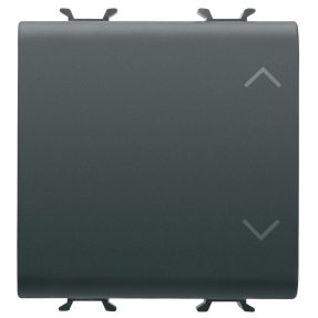 interrupteur à trois voies 1p 250 vca - 10ax - neutre - symbole haut-bas - 2 modules - noir satin - chorusmart