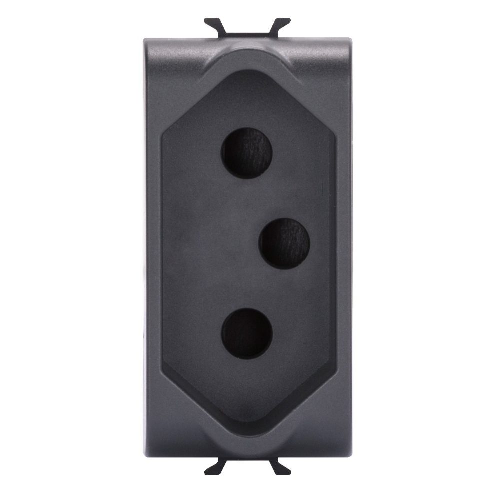  prise standard sud-africain - 250 vca - 2p+t 16a - 1 module - noir satin - chorusmart