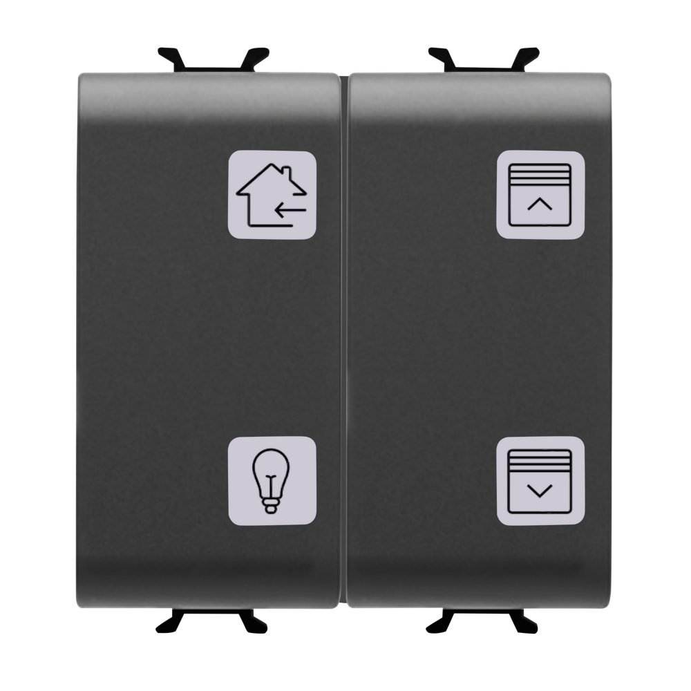  panneau à boutons-poussoirs avec symboles interchangeables - knx - 4 canaux - 2 modules - noir - chorusmart
