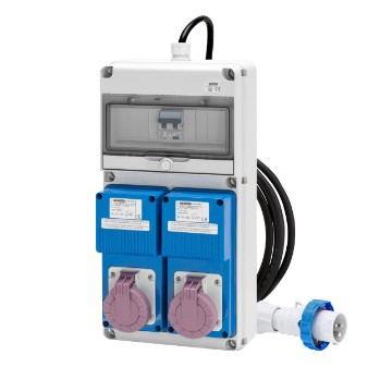 Quadro estanque com alimentação através de cabo, ficha e tomada com transformador - IP65