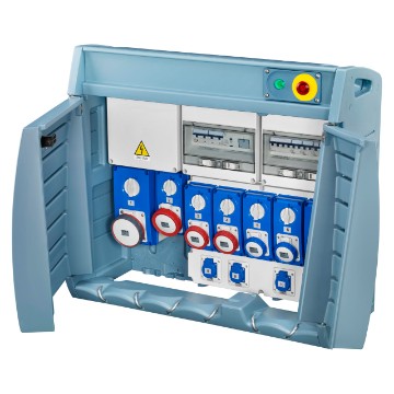 Q- BOX6 - Quadros de distribuição com tomadas interbloqueadas SBF e residenciais,  alimentação através de régua de terminais - IP55