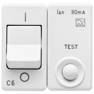  INTERRUPTOR AUTOMÁTICO MAGNETOTÉRMICO DIFFERENCIAL - 230V ac - CLASSE A - 1P+N 6A 3kA 30mA CURVA C - 2 MÓDULOS - SYSTEM WHITE