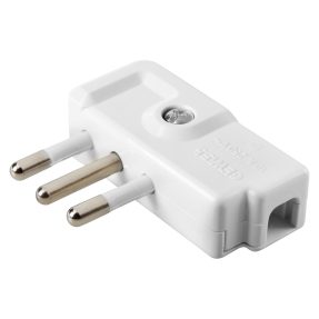 portable plug - 90° - italian standard - 2p+e 10a 250v ac - type spa11 - white