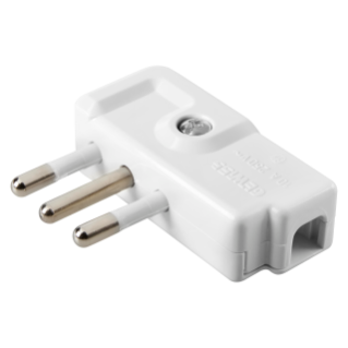 PORTABLE PLUG - 90° - ITALIAN STANDARD - 2P+E 10A 250V ac - TYPE SPA11 - WHITE