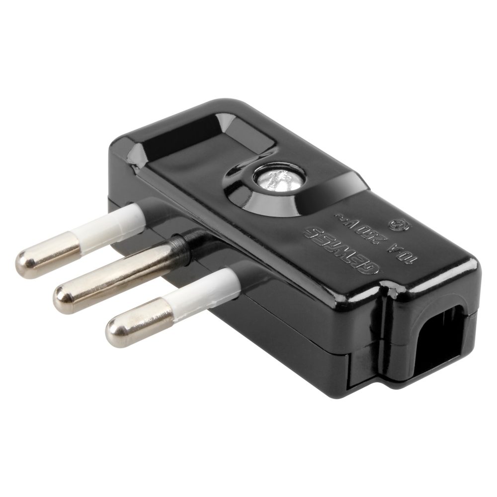  90° stecker - italienischer standard - 2p+e 10a 250v - typ spa11 - schiefer