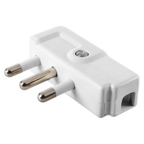 portable plug - 90° - italian standard - 2p+e 10-16a 250v ac - type spa17 - white