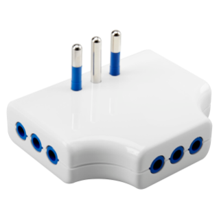ADAPTATEUR MULTIPLE PALT - 2P+T 10A S11 - 3 SORTIES STANDARD ITALIEN 10A - BLANC