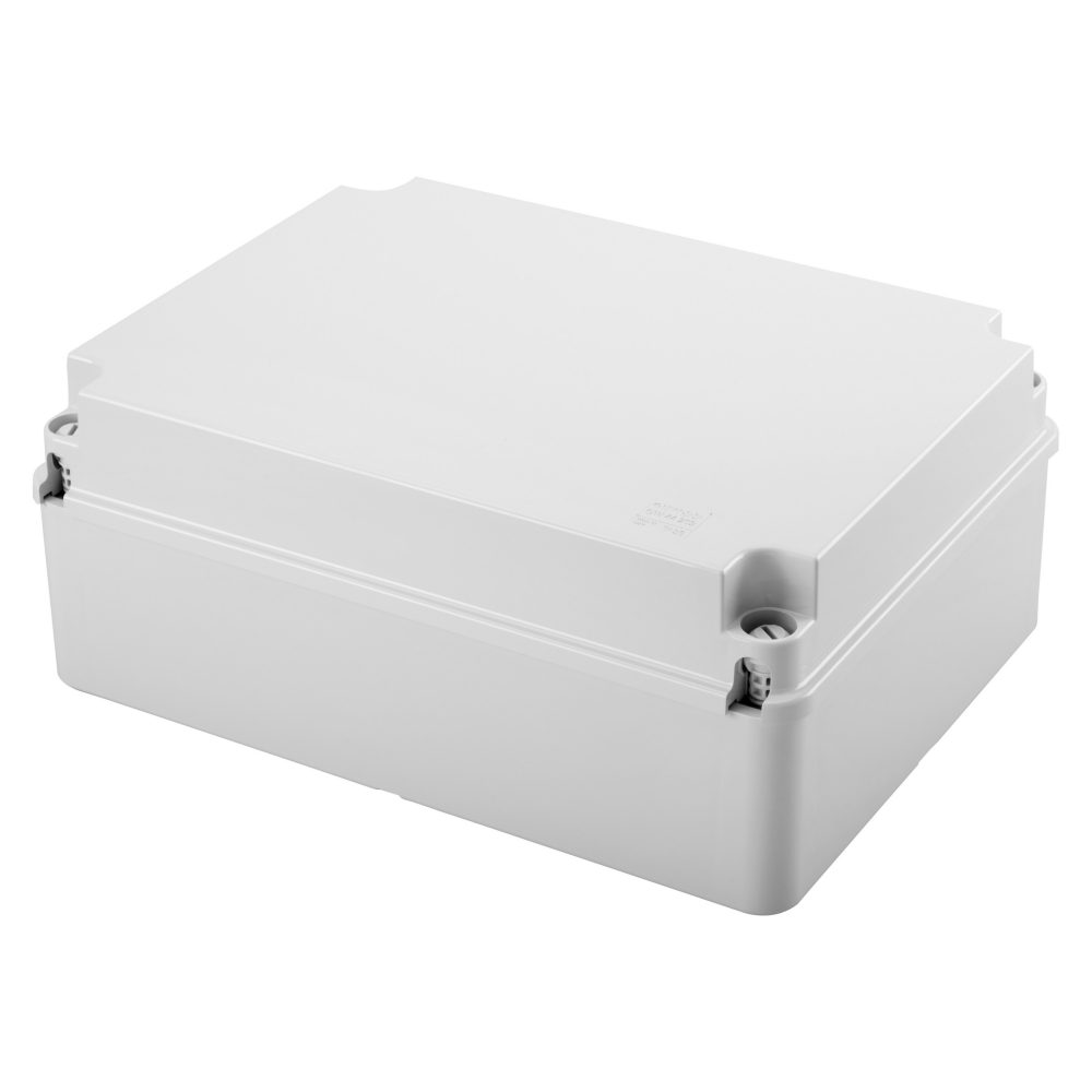  cassetta di derivazione con coperchio basso a vite - ip56 - dimensioni interne 300x220x120 - pareti lisce - grigio ral 7035
